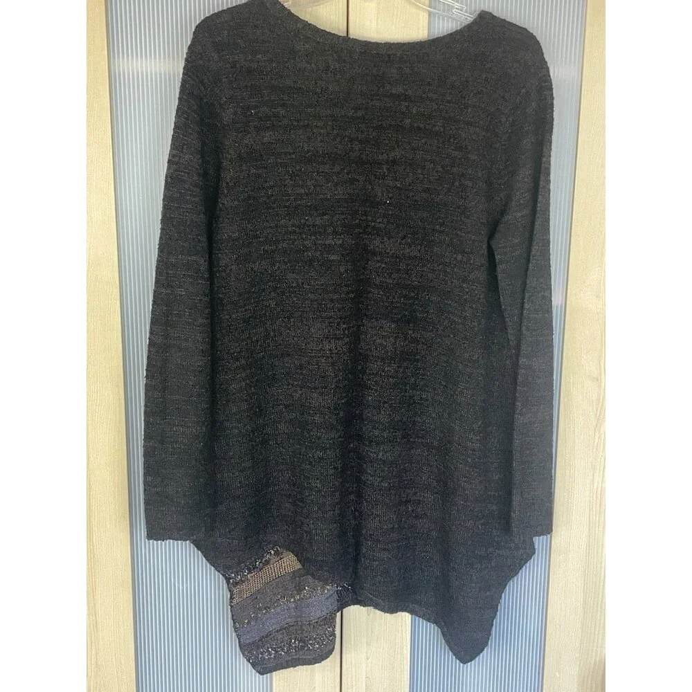 Soft Surroundings Raku Tunic Boho Knit Asymmetric‎ Sweater Top Brown Sz L Casual - Picture 5 of 6